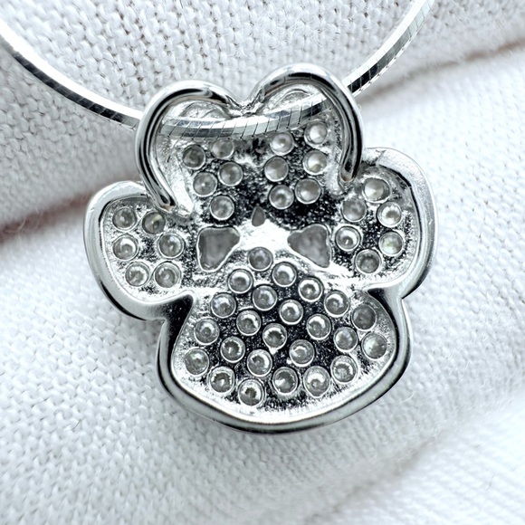 .925 Sterling Silver Cz Paw Print Necklace - Picture 11 of 16